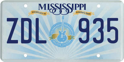 MS license plate ZDL935