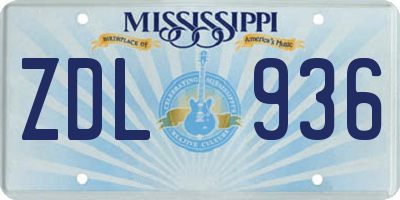 MS license plate ZDL936