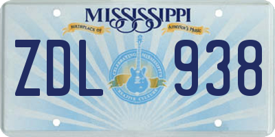 MS license plate ZDL938