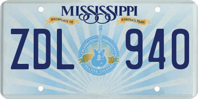 MS license plate ZDL940