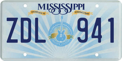 MS license plate ZDL941