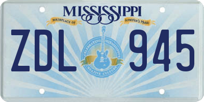 MS license plate ZDL945