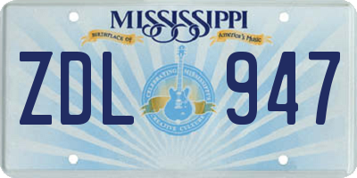 MS license plate ZDL947