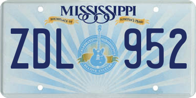 MS license plate ZDL952