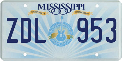 MS license plate ZDL953