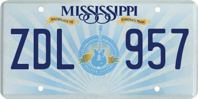 MS license plate ZDL957