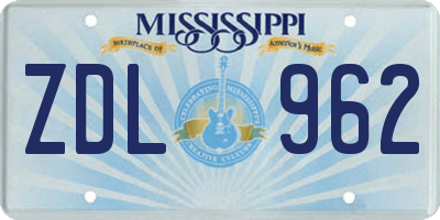 MS license plate ZDL962