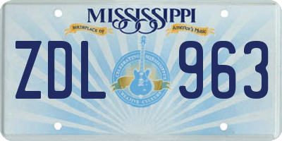 MS license plate ZDL963
