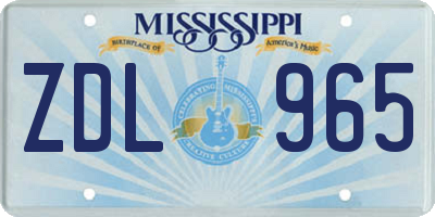 MS license plate ZDL965