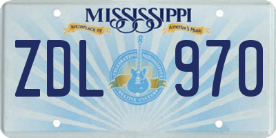 MS license plate ZDL970