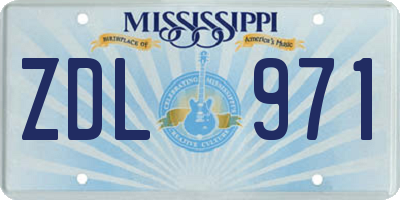 MS license plate ZDL971