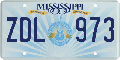 MS license plate ZDL973