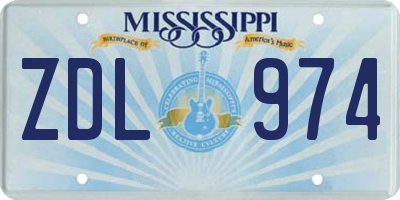 MS license plate ZDL974