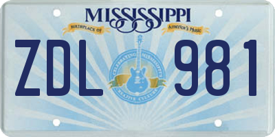 MS license plate ZDL981