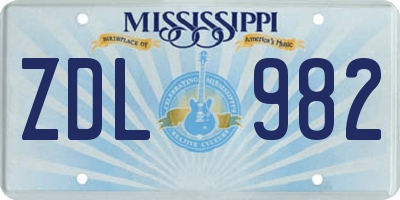 MS license plate ZDL982
