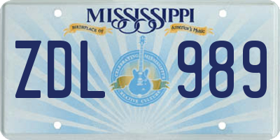 MS license plate ZDL989