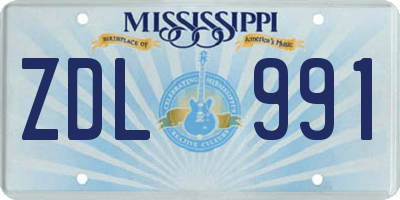 MS license plate ZDL991