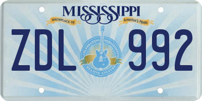 MS license plate ZDL992