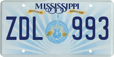MS license plate ZDL993