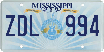 MS license plate ZDL994