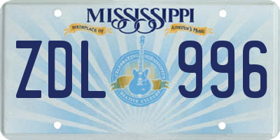 MS license plate ZDL996
