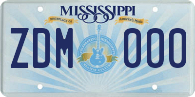 MS license plate ZDM000