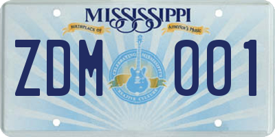 MS license plate ZDM001