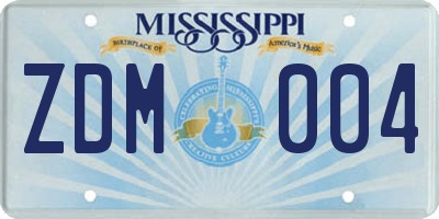 MS license plate ZDM004