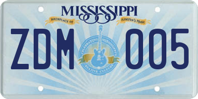 MS license plate ZDM005