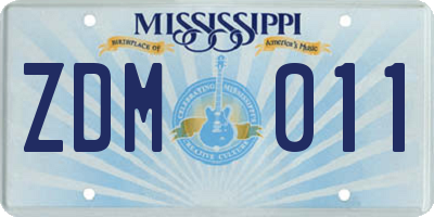 MS license plate ZDM011