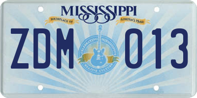 MS license plate ZDM013
