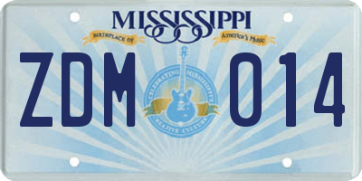 MS license plate ZDM014