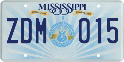 MS license plate ZDM015