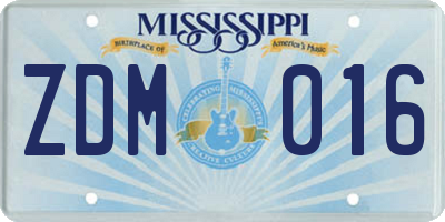 MS license plate ZDM016