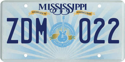 MS license plate ZDM022