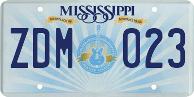 MS license plate ZDM023