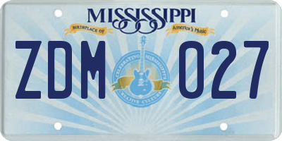 MS license plate ZDM027