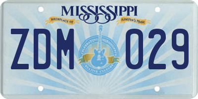 MS license plate ZDM029