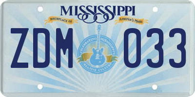 MS license plate ZDM033