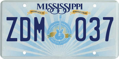 MS license plate ZDM037