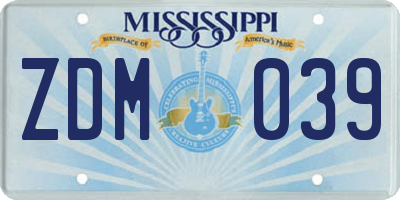 MS license plate ZDM039