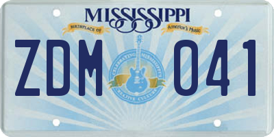 MS license plate ZDM041