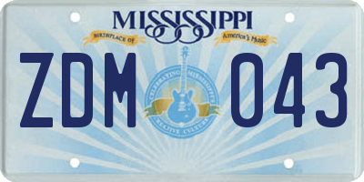 MS license plate ZDM043