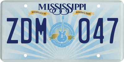MS license plate ZDM047