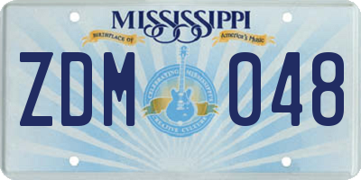 MS license plate ZDM048