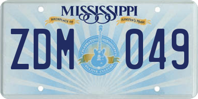 MS license plate ZDM049