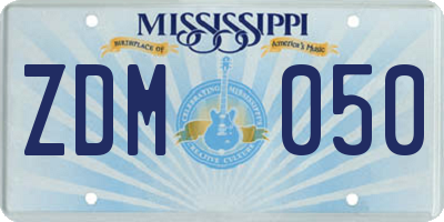 MS license plate ZDM050