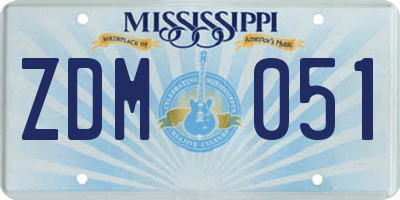 MS license plate ZDM051