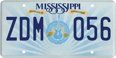 MS license plate ZDM056