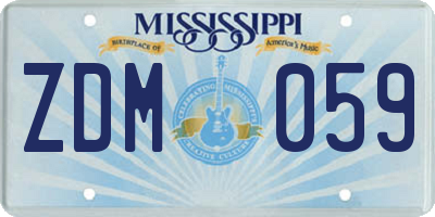 MS license plate ZDM059